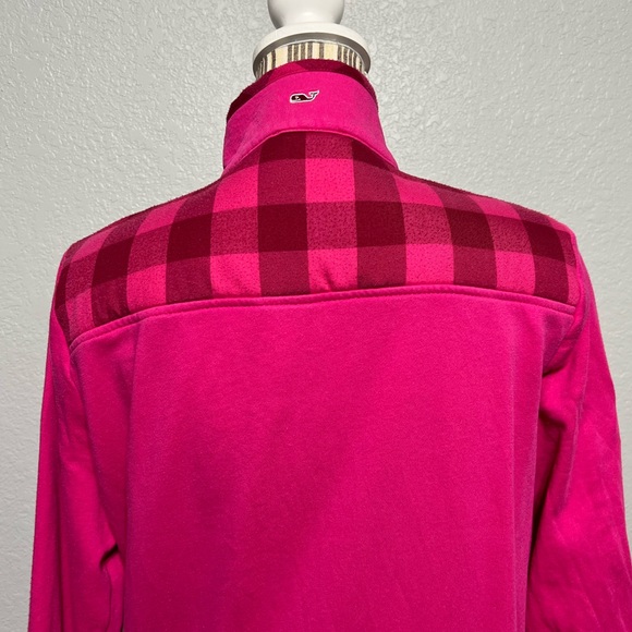 Vineyard Vines | pink shep shirt plaid shoulder design small pockets button neck - Picture 7 of 16